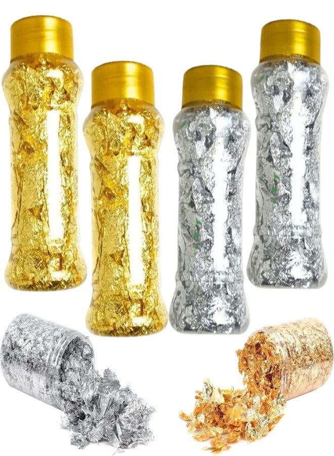 Marhaba traders 2 Golden foil Flake and 2 Silver foil Flake for Decorating Cake Borders and Other Sweets Food Preparation (Pack of 4 Flakes) - Image 1